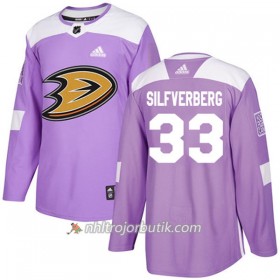 Män Ishockey Anaheim Ducks Tröja Jakob Silfverberg 33 Adidas 2017-2018 Lila Fights Cancer Practice Authentic